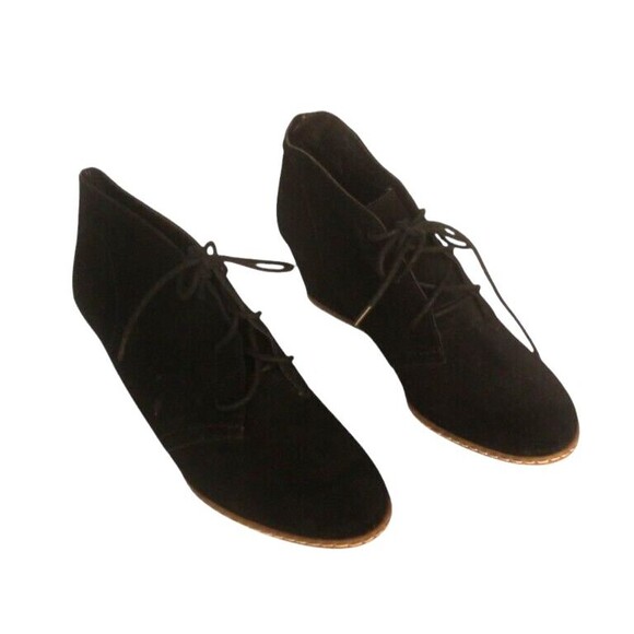Franco Sarto Wedge Boots Booties Black Suede Lace Up Women’s Size 8.5 - Picture 3 of 12